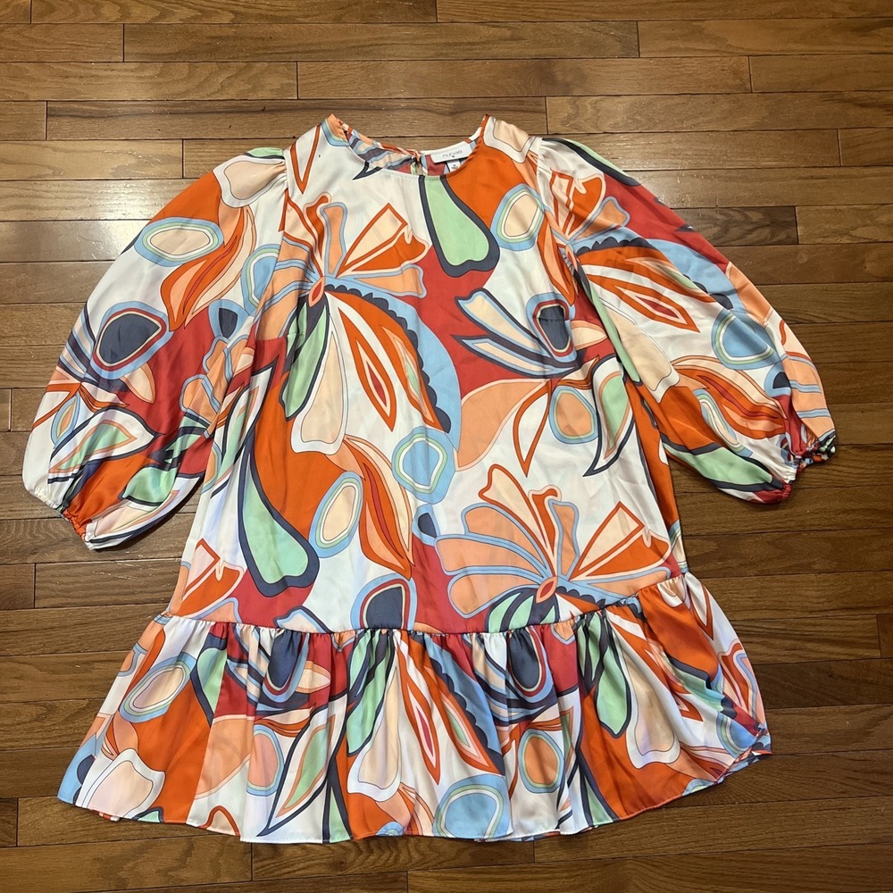 ALEXIS for Target 1X Designer Dress Floral Balloon Sleeve Tiered Limited Retro